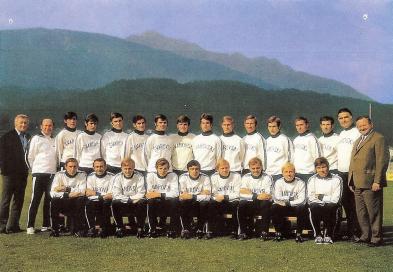 WSG Swarovski Wattens 1970/71:
Standing from left to right: Dr. Burger, Trainer Frühwirth, Gratz, Gombasch, Leutgeb, Kastner, Merz, Casazza, Koncilia P., Hattenberger, Skocik, Koncilia F., Gasteiger, Siber, Dr. Kottek. Seated: Redl, Jud, Niederstätter, R. Kirchler, Kordesch, Küppers, Rinker, Wizemann, Rusch