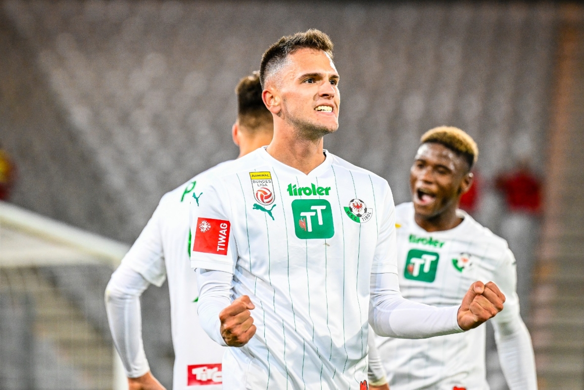 Avancierte bei seinem ersten Startelfeinsatz in der Saison 2023/24 zum Matchwinner: WSG Next Generation-Absolvent Stefan Škrbo 