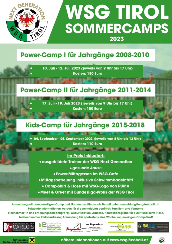 WSG Tirol Sommercamps 2023