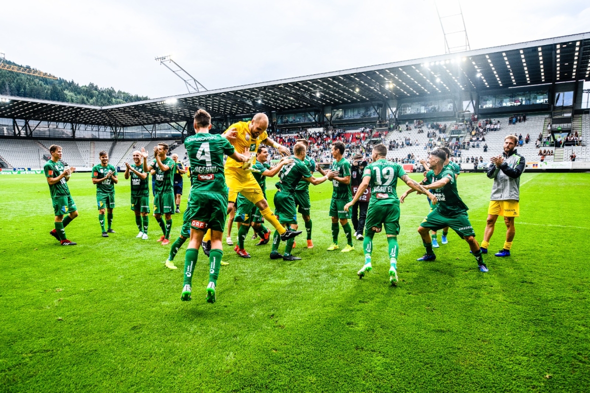 Ein Bild aus vergangenen Tagen: Im Juli 2019 feierte unsere Mannschaft einen fulminanten 3:1-Heimsieg über den FK Austria Wien